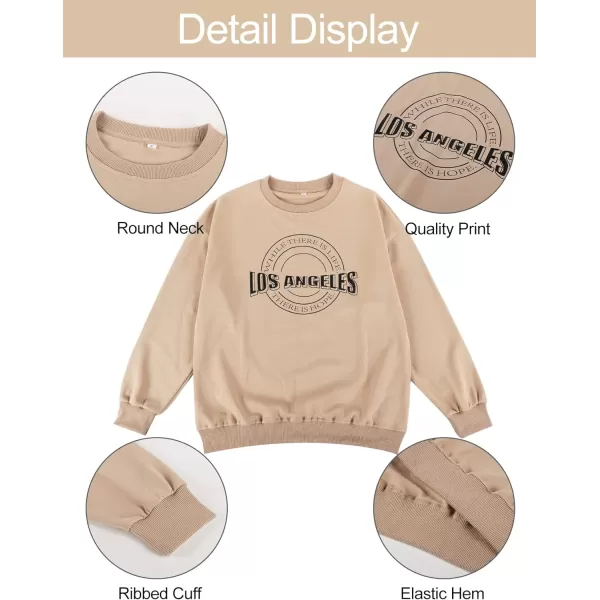 Flygo Women's Oversized Letter Graphic Print Drawstring Vintage Drop Shoulder Hoodies Long Sleeve Pullover Sweatshirt