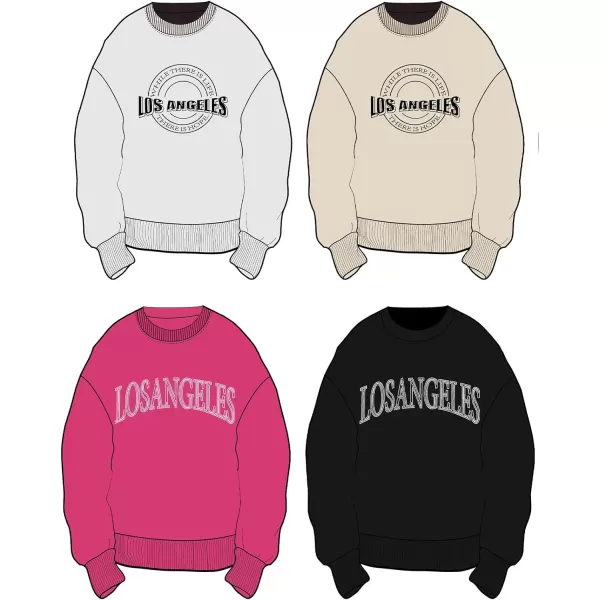 Flygo Women's Oversized Letter Graphic Print Drawstring Vintage Drop Shoulder Hoodies Long Sleeve Pullover Sweatshirt