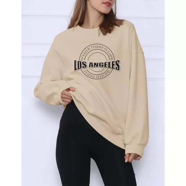 Flygo Women's Oversized Letter Graphic Print Drawstring Vintage Drop Shoulder Hoodies Long Sleeve Pullover Sweatshirt