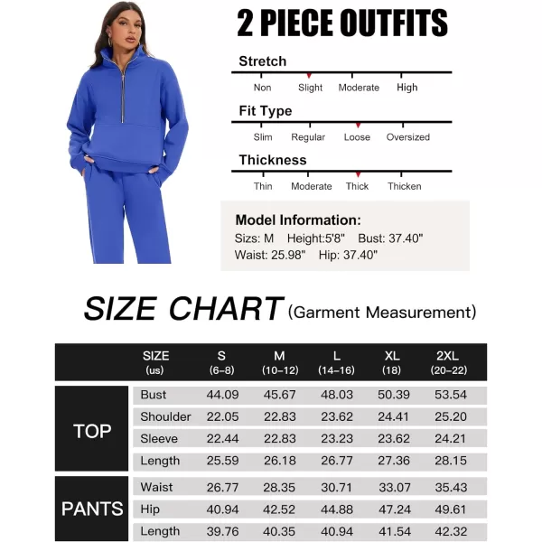 Flygo Womens Sweat Sets Fleece Sweatsuit 2 Piece Outfit Half Zip Sweatshirt Sweatpants Joggers Tracksuit Set