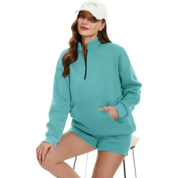 Flygo Womens Sweat Sets Fleece Sweatsuit 2 Piece Outfit Half Zip Sweatshirt Sweatpants Joggers Tracksuit Set