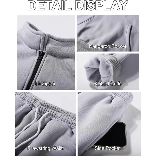 Flygo Womens Sweat Sets Fleece Sweatsuit 2 Piece Outfit Half Zip Sweatshirt Sweatpants Joggers Tracksuit Set