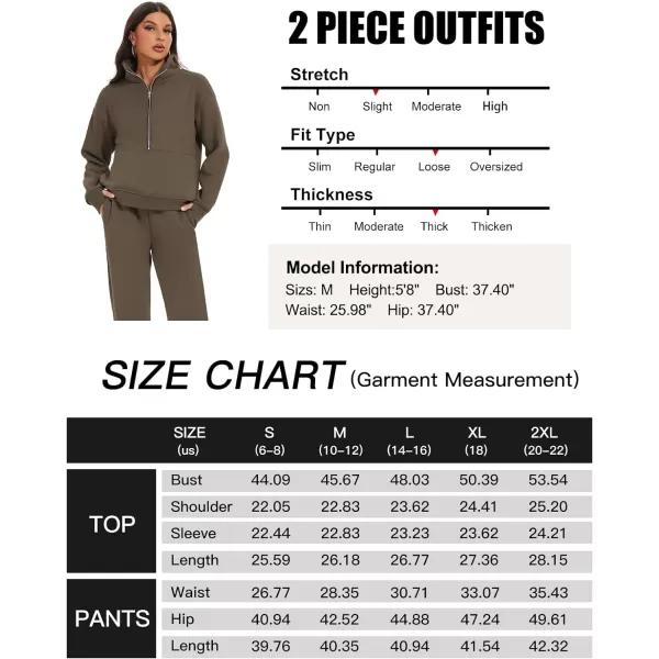 Flygo Womens Sweat Sets Fleece Sweatsuit 2 Piece Outfit Half Zip Sweatshirt Sweatpants Joggers Tracksuit Set