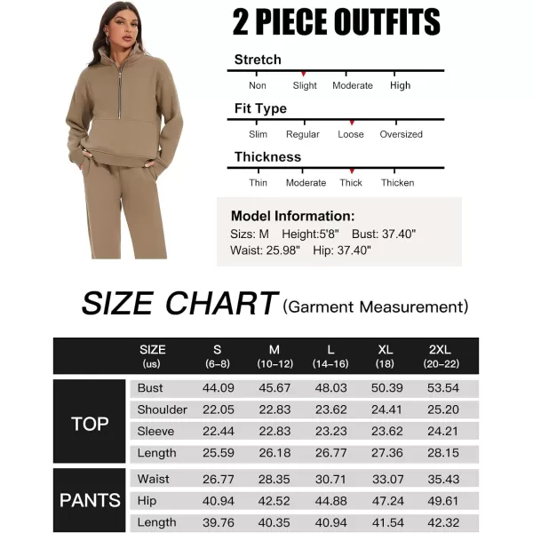 Flygo Womens Sweat Sets Fleece Sweatsuit 2 Piece Outfit Half Zip Sweatshirt Sweatpants Joggers Tracksuit Set