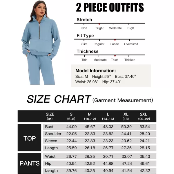 Flygo Womens Sweat Sets Fleece Sweatsuit 2 Piece Outfit Half Zip Sweatshirt Sweatpants Joggers Tracksuit Set