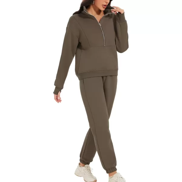 Flygo Womens Sweat Sets Fleece Sweatsuit 2 Piece Outfit Half Zip Sweatshirt Sweatpants Joggers Tracksuit Set