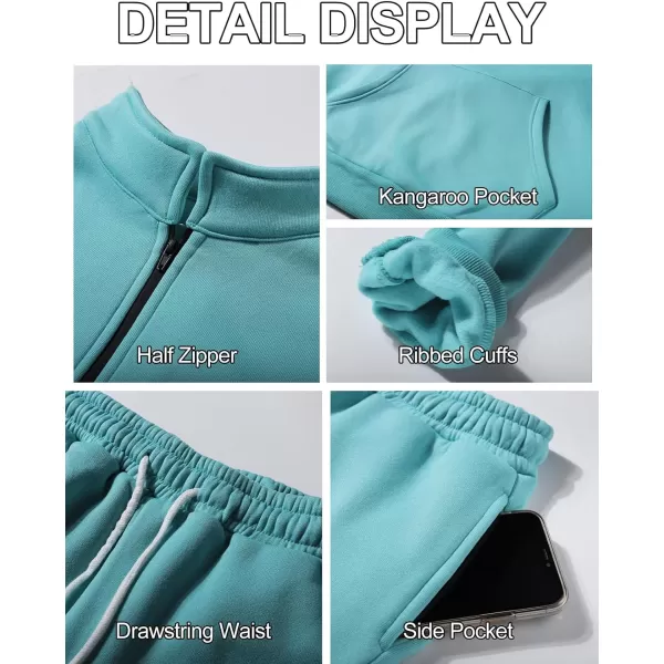Flygo Womens Sweat Sets Fleece Sweatsuit 2 Piece Outfit Half Zip Sweatshirt Sweatpants Joggers Tracksuit Set