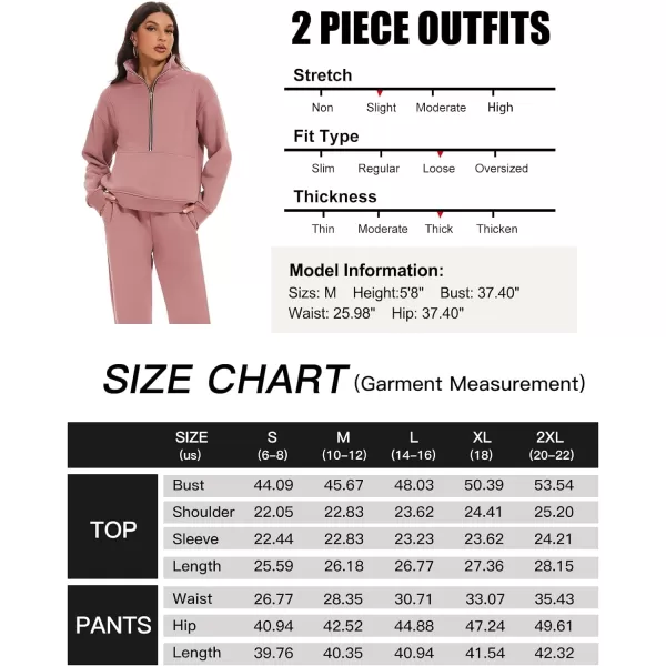 Flygo Womens Sweat Sets Fleece Sweatsuit 2 Piece Outfit Half Zip Sweatshirt Sweatpants Joggers Tracksuit Set