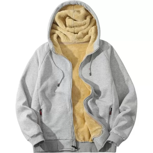 Flygo Fleece Hoodie for Men Warm Full Zip Sherpa Lined Sweatshirt Winter Jacket