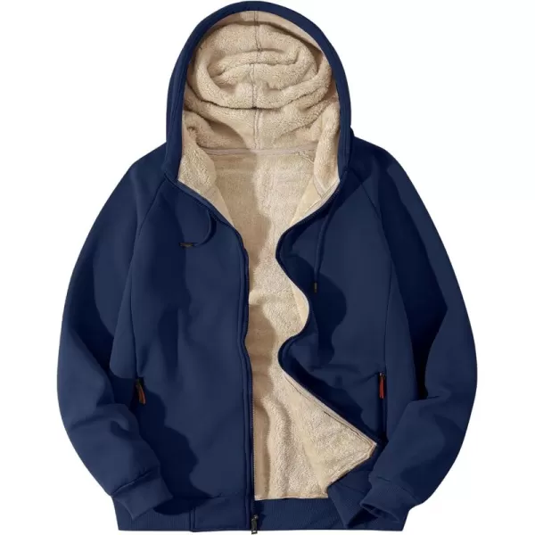 Flygo Fleece Hoodie for Men Warm Full Zip Sherpa Lined Sweatshirt Winter Jacket
