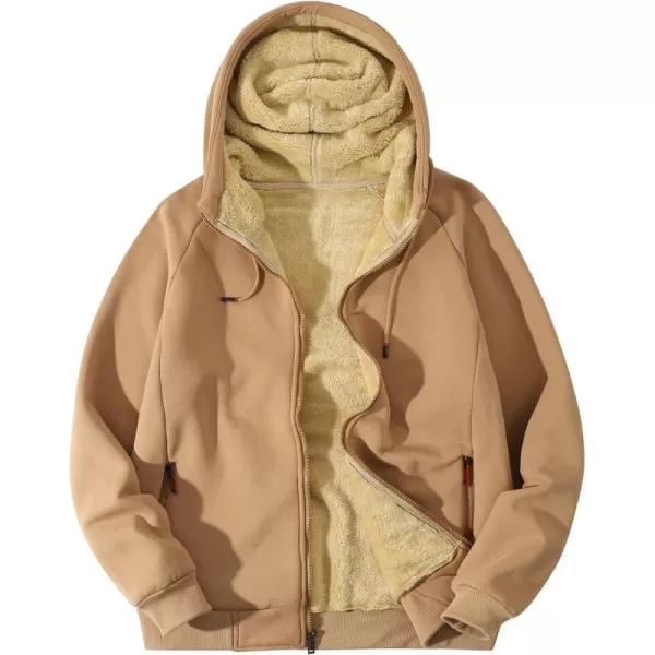 Flygo Fleece Hoodie for Men Warm Full Zip Sherpa Lined Sweatshirt Winter Jacket