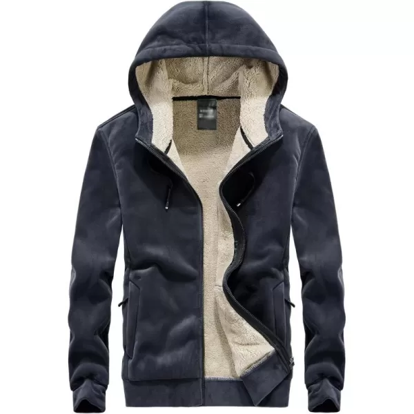Flygo Fleece Hoodie for Men Warm Full Zip Sherpa Lined Sweatshirt Winter Jacket