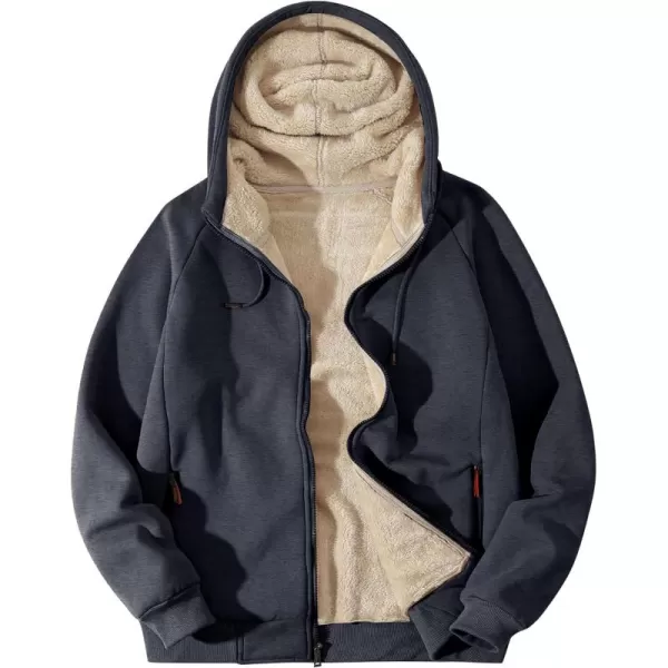 Flygo Fleece Hoodie for Men Warm Full Zip Sherpa Lined Sweatshirt Winter Jacket