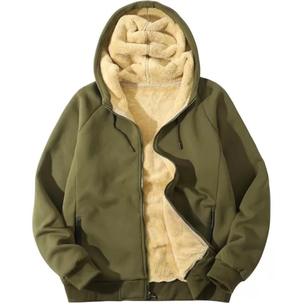 Flygo Fleece Hoodie for Men Warm Full Zip Sherpa Lined Sweatshirt Winter Jacket