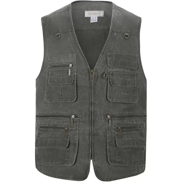 Flygo Men's Casual Multi Pockets Outdoor Work Utility Fishing Photo Journalist Vest