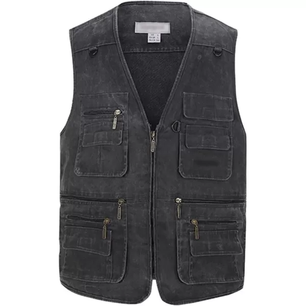 Flygo Men's Casual Multi Pockets Outdoor Work Utility Fishing Photo Journalist Vest