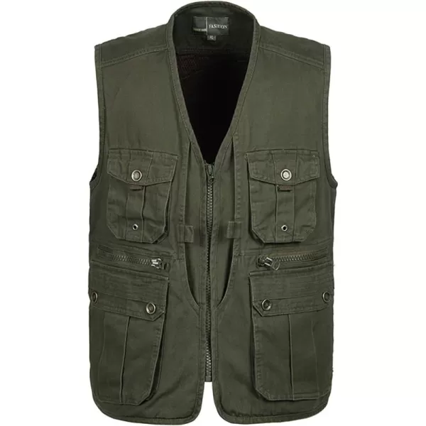 Flygo Mens Casual Outdoor Work Utility Safari Fishing Travel Vest with Pockets