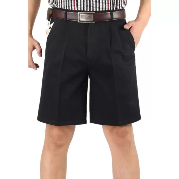 Flygo Men's Classic Fit Inseam Chino Oxford Shorts Pleated Flat Golf Shorts