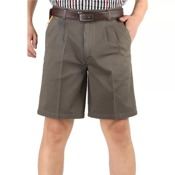 Flygo Men's Classic Fit Inseam Chino Oxford Shorts Pleated Flat Golf Shorts