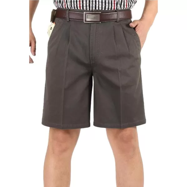 Flygo Men's Classic Fit Inseam Chino Oxford Shorts Pleated Flat Golf Shorts