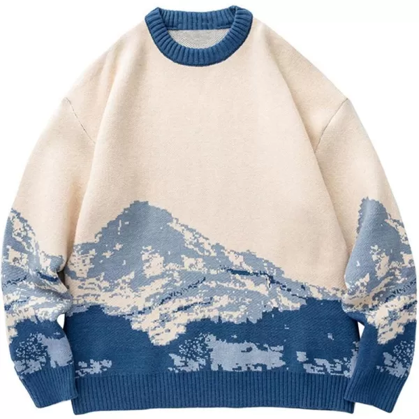 Flygo Mens Cow Sweater Harajuku Oversized Sweaters Casual Knit Pullover Jumper Sweatshirt