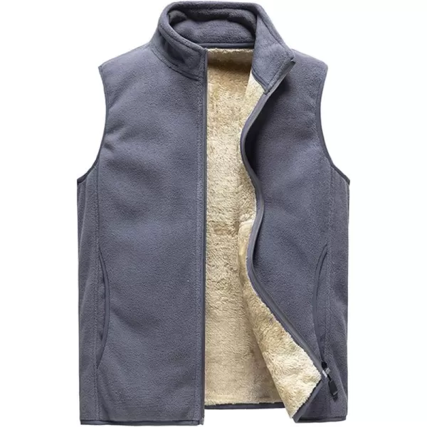 Flygo Men's Full Zip Fleece Sherpa Lined Vest Outdoor Warm Waistcoat Sleeveless Jacket