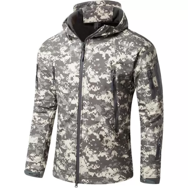 Flygo Men's Outdoor Military Hooded Tactical Fleece Softshell Jacket Coat
