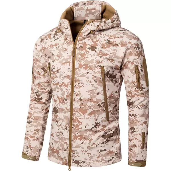 Flygo Men's Outdoor Military Hooded Tactical Fleece Softshell Jacket Coat