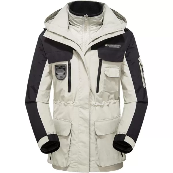 Flygo Mens Rain Snow Hiking 3-in-1 Windproof Waterproof Jacket Warm Parkas