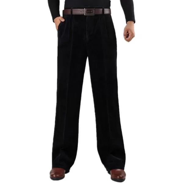 Flygo Mens Relaxed Fit High-Waisted Straight Leg Corduroy Pant Non-Iron