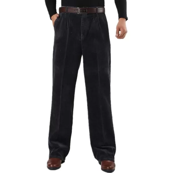 Flygo Mens Relaxed Fit High-Waisted Straight Leg Corduroy Pant Non-Iron