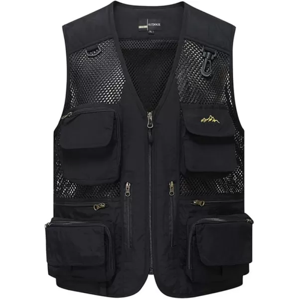 Flygo Men's Utility Cargo Vest Outdoor Fishing Safari Travel Work Photo Vest with Pockets