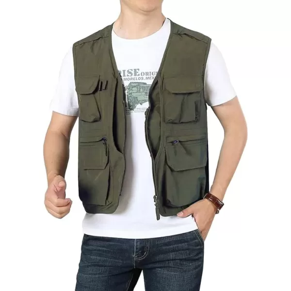 Flygo Men's Utility Cargo Vest Outdoor Fishing Safari Travel Work Photo Vest with Pockets