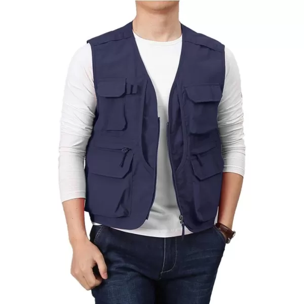 Flygo Men's Utility Cargo Vest Outdoor Fishing Safari Travel Work Photo Vest with Pockets