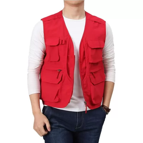 Flygo Men's Utility Cargo Vest Outdoor Fishing Safari Travel Work Photo Vest with Pockets
