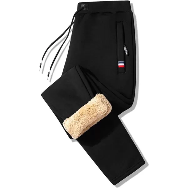 Flygo Men's Warm Fleece Pants Sherpa Lined Active Running Camping Sweatpants