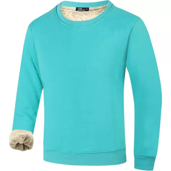 Flygo Men's Warm Sherpa Lined Crewneck Sweatshirts Fleece Pullover Tops Heavy-weight Thick Thermal Cotton Sweat-Shirts