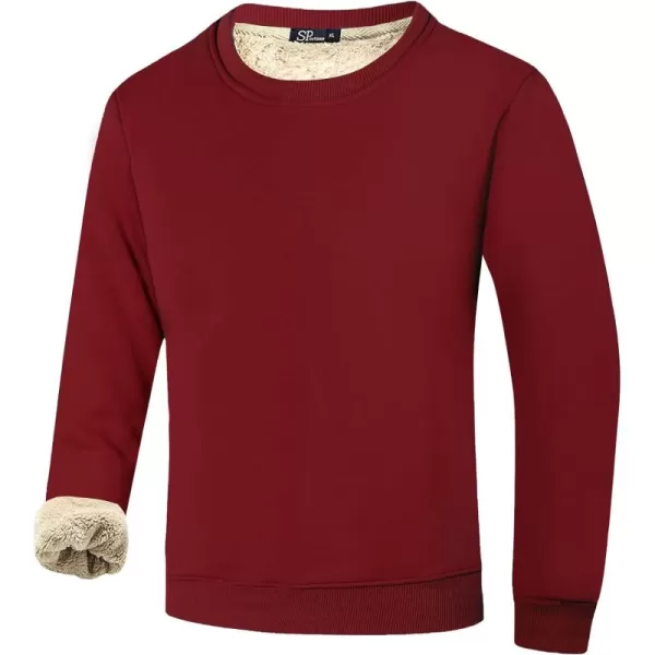 Flygo Men's Warm Sherpa Lined Crewneck Sweatshirts Fleece Pullover Tops Heavy-weight Thick Thermal Cotton Sweat-Shirts