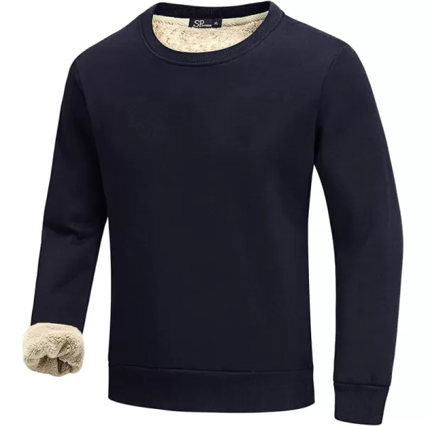 Flygo Men's Warm Sherpa Lined Crewneck Sweatshirts Fleece Pullover Tops Heavy-weight Thick Thermal Cotton Sweat-Shirts