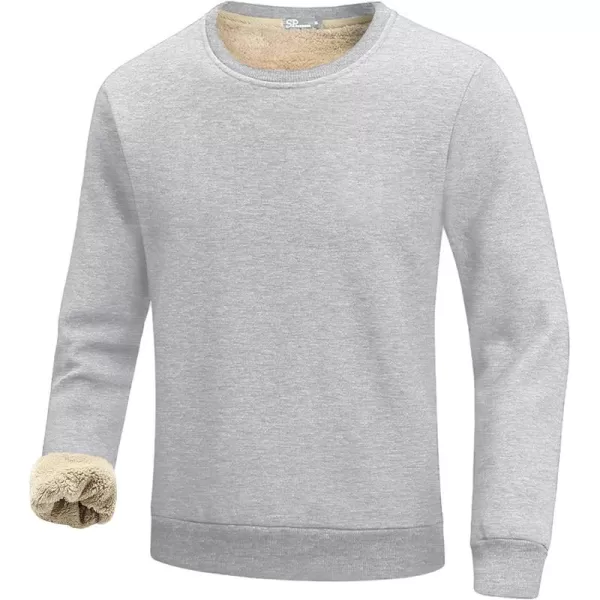 Flygo Men's Warm Sherpa Lined Crewneck Sweatshirts Fleece Pullover Tops Heavy-weight Thick Thermal Cotton Sweat-Shirts