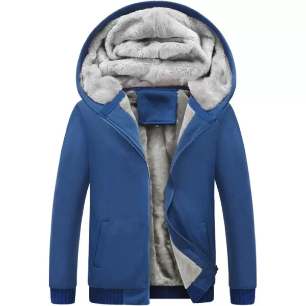 Flygo Men's Winter Sherpa Lined Zip Up Hoodies Sweatshirt Coat