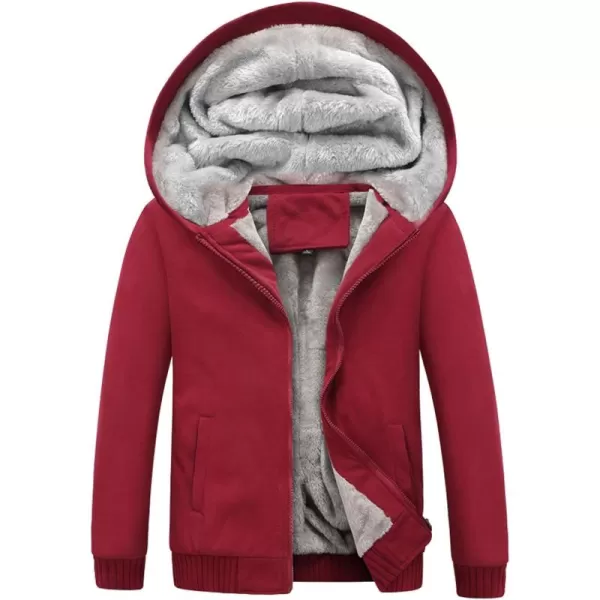 Flygo Men's Winter Sherpa Lined Zip Up Hoodies Sweatshirt Coat