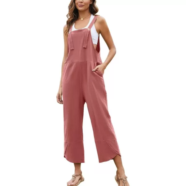Flygo Women's Casual Cotton Wide Leg Overalls Baggy Rompers Jumpsuit with Pockets