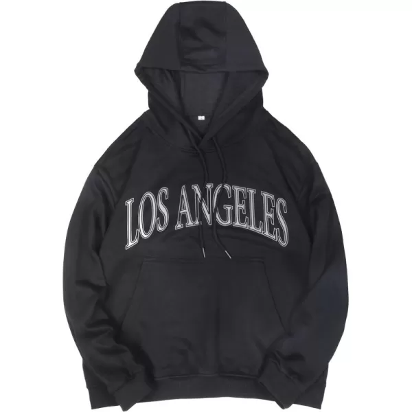Flygo Women's Oversized Letter Graphic Print Drawstring Vintage Drop Shoulder Hoodies Long Sleeve Pullover Sweatshirt