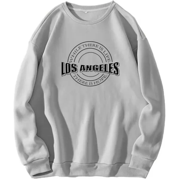 Flygo Women's Oversized Letter Graphic Print Drawstring Vintage Drop Shoulder Hoodies Long Sleeve Pullover Sweatshirt