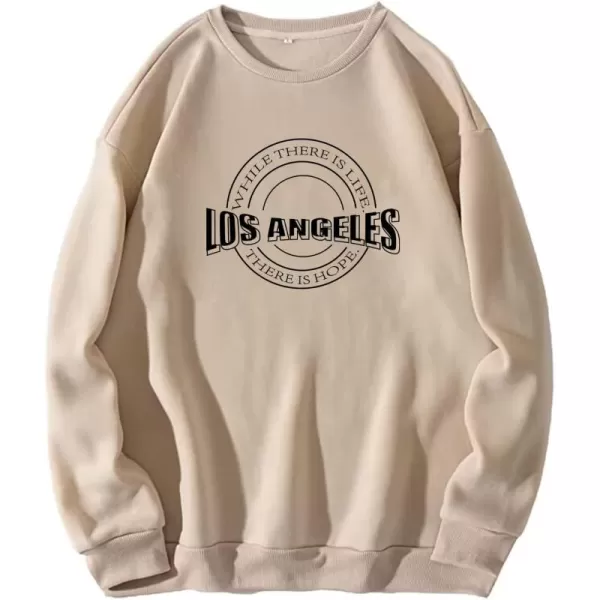 Flygo Women's Oversized Letter Graphic Print Drawstring Vintage Drop Shoulder Hoodies Long Sleeve Pullover Sweatshirt