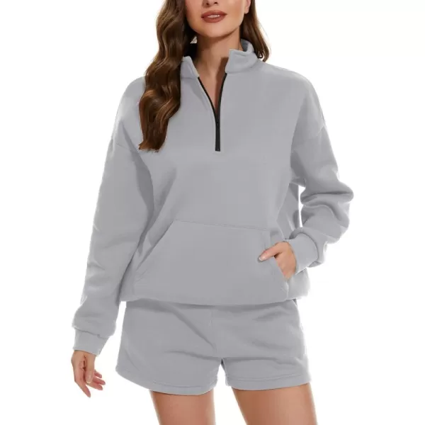 Flygo Womens Sweat Sets Fleece Sweatsuit 2 Piece Outfit Half Zip Sweatshirt Sweatpants Joggers Tracksuit Set