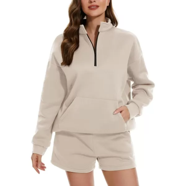 Flygo Womens Sweat Sets Fleece Sweatsuit 2 Piece Outfit Half Zip Sweatshirt Sweatpants Joggers Tracksuit Set