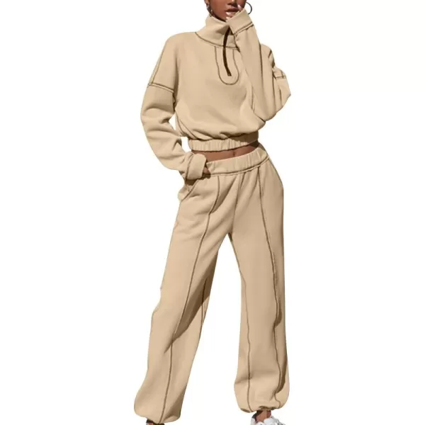 Flygo Womens Sweat Sets Fleece Sweatsuit 2 Piece Outfit Half Zip Sweatshirt Sweatpants Joggers Tracksuit Set