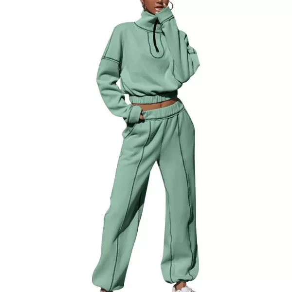 Flygo Womens Sweat Sets Fleece Sweatsuit 2 Piece Outfit Half Zip Sweatshirt Sweatpants Joggers Tracksuit Set